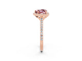Rose gold Heart Cut Halo Round Diamond Pavé Band with Four-Prong Setting_2