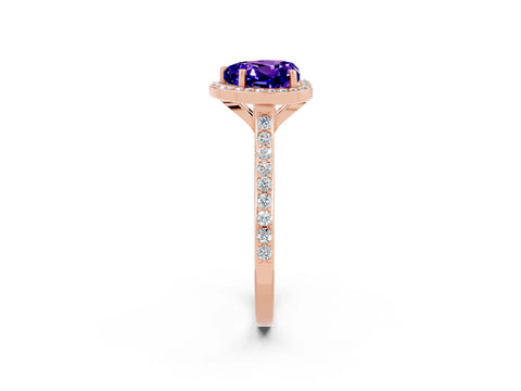 Rose gold Heart Cut Halo Round Diamond Pavé Band with Four-Prong Setting_2