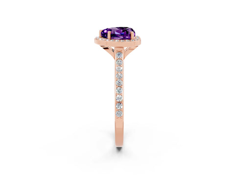 Rose gold Heart Cut Halo Round Diamond Pavé Band with Four-Prong Setting_2