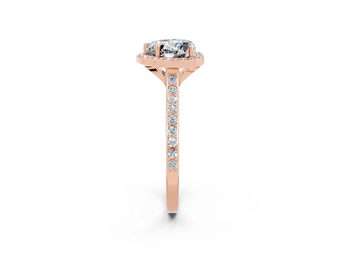 Rose gold Heart Cut Halo Round Diamond Pavé Band with Four-Prong Setting_2