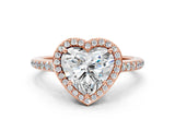 Rose gold Heart Cut Halo Round Diamond Pavé Band with Four-Prong Setting_3