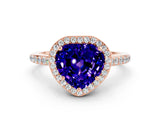 Rose gold Heart Cut Halo Round Diamond Pavé Band with Four-Prong Setting