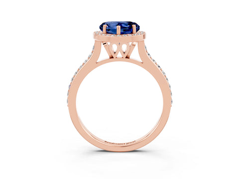 Rose gold Heart Cut Halo Round Diamond Pavé Band with Four-Prong Setting_3