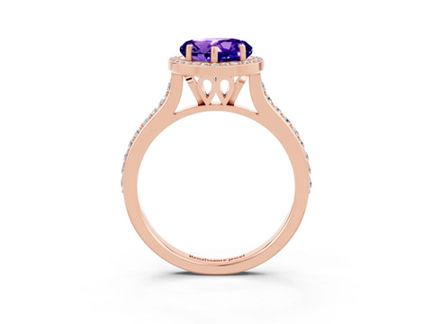 Rose gold Heart Cut Halo Round Diamond Pavé Band with Four-Prong Setting_3