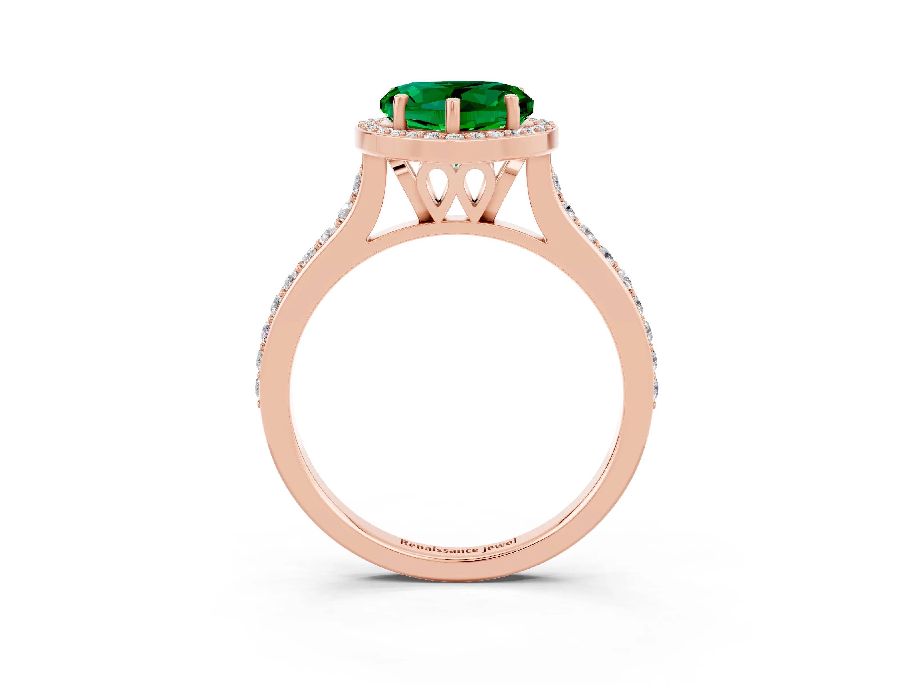 Rose gold Heart Cut Halo Round Diamond Pavé Band with Four-Prong Setting_3