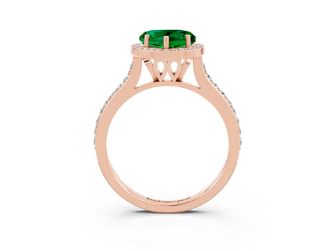 Rose gold Heart Cut Halo Round Diamond Pavé Band with Four-Prong Setting_3