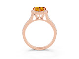 Rose gold Heart Cut Halo Round Diamond Pavé Band with Four-Prong Setting_3