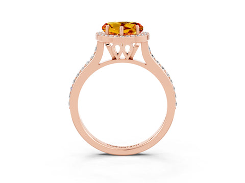 Rose gold Heart Cut Halo Round Diamond Pavé Band with Four-Prong Setting_3