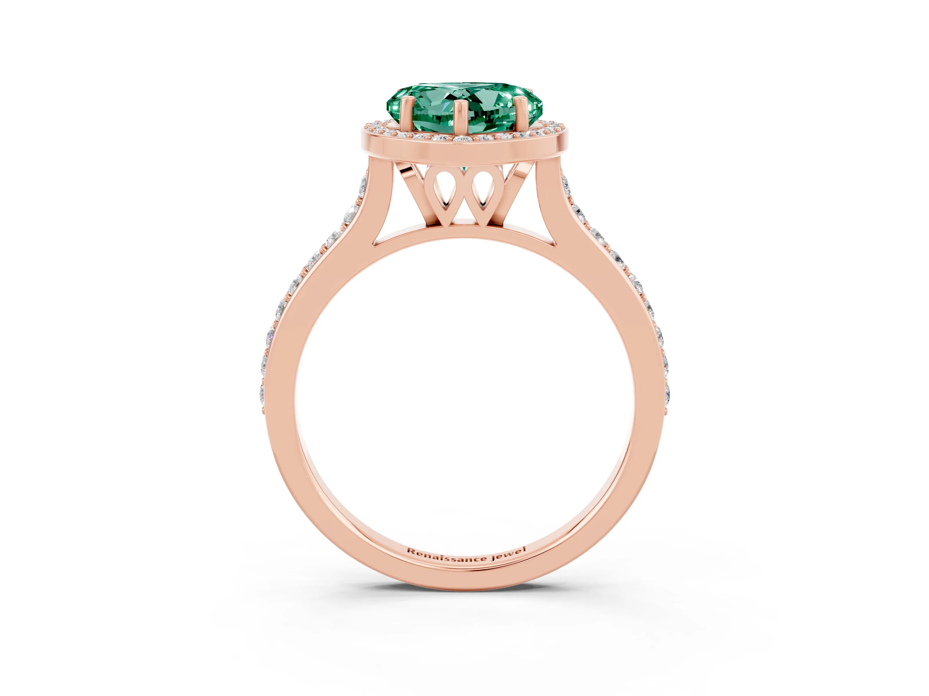Rose gold Heart Cut Halo Round Diamond Pavé Band with Four-Prong Setting_3