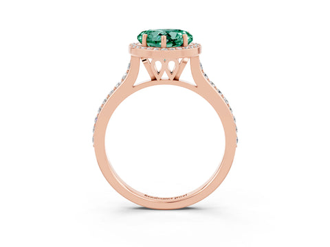 Rose gold Heart Cut Halo Round Diamond Pavé Band with Four-Prong Setting_3