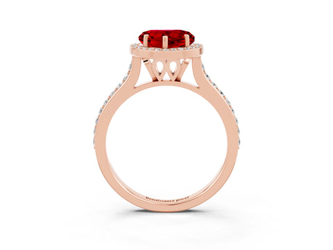 Rose gold Heart Cut Halo Round Diamond Pavé Band with Four-Prong Setting_3