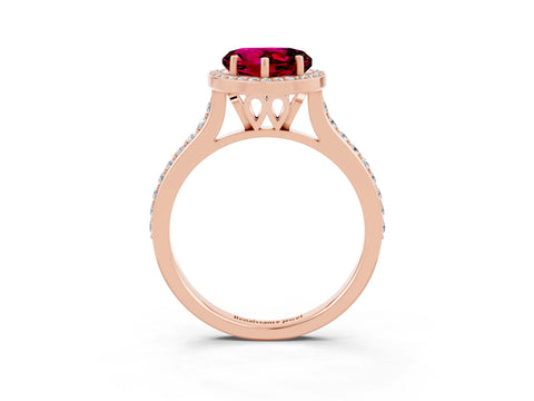Rose gold Heart Cut Halo Round Diamond Pavé Band with Four-Prong Setting_3