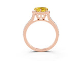 Rose gold Heart Cut Halo Round Diamond Pavé Band with Four-Prong Setting_3