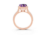 Rose gold Heart Cut Halo Round Diamond Pavé Band with Four-Prong Setting_3