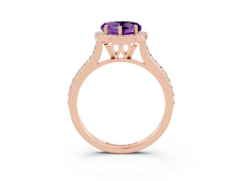 Rose gold Heart Cut Halo Round Diamond Pavé Band with Four-Prong Setting_3