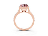 Rose gold Heart Cut Halo Round Diamond Pavé Band with Four-Prong Setting_3