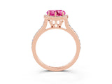 Rose gold Heart Cut Halo Round Diamond Pavé Band with Four-Prong Setting_3