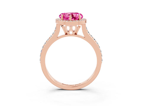 Rose gold Heart Cut Halo Round Diamond Pavé Band with Four-Prong Setting_3