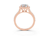 Rose gold Heart Cut Halo Round Diamond Pavé Band with Four-Prong Setting_3