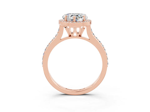 Rose gold Heart Cut Halo Round Diamond Pavé Band with Four-Prong Setting_3