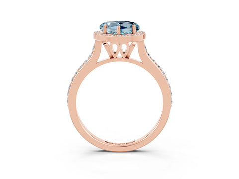 Rose gold Heart Cut Halo Round Diamond Pavé Band with Four-Prong Setting_3