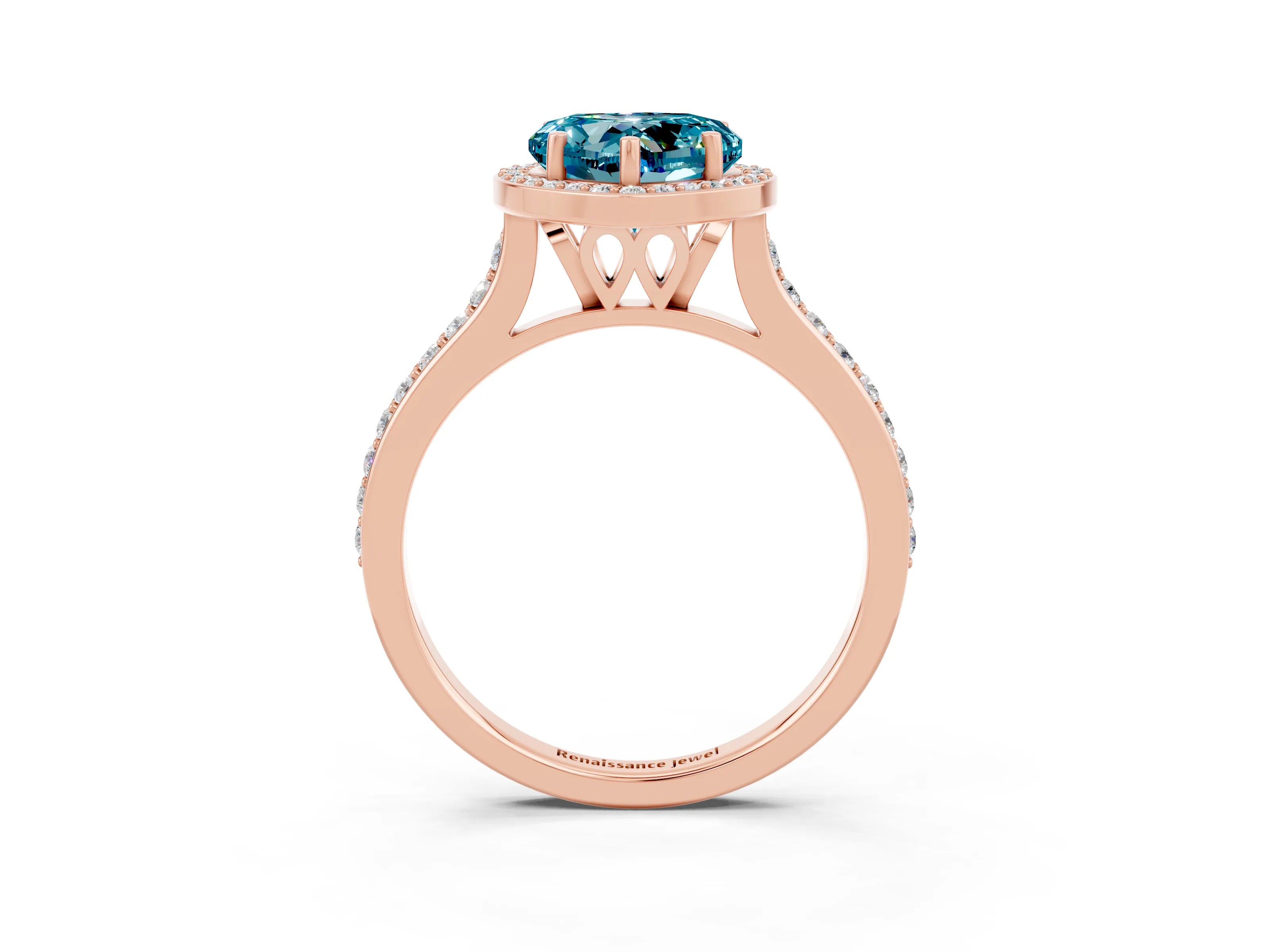 Rose gold Heart Cut Halo Round Diamond Pavé Band with Four-Prong Setting_3