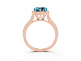 Rose gold Heart Cut Halo Round Diamond Pavé Band with Four-Prong Setting_3
