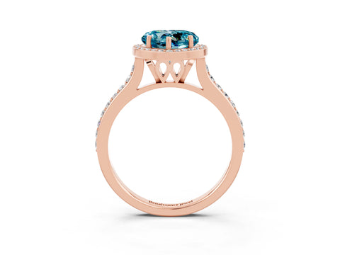 Rose gold Heart Cut Halo Round Diamond Pavé Band with Four-Prong Setting_3
