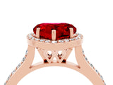 Rose gold Heart Cut Halo Round Diamond Pavé Band with Four-Prong Setting_4