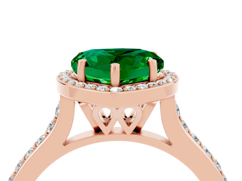 Rose gold Heart Cut Halo Round Diamond Pavé Band with Four-Prong Setting_4