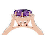 Rose gold Heart Cut Halo Round Diamond Pavé Band with Four-Prong Setting_4