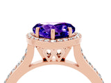 Rose gold Heart Cut Halo Round Diamond Pavé Band with Four-Prong Setting_4