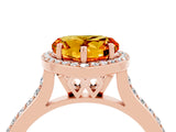 Rose gold Heart Cut Halo Round Diamond Pavé Band with Four-Prong Setting_4