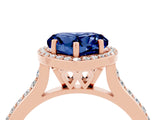 Rose gold Heart Cut Halo Round Diamond Pavé Band with Four-Prong Setting_4