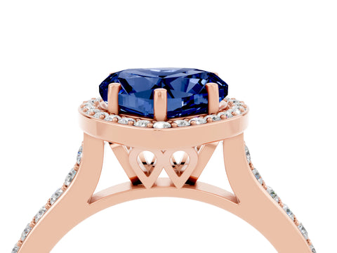 Rose gold Heart Cut Halo Round Diamond Pavé Band with Four-Prong Setting_4