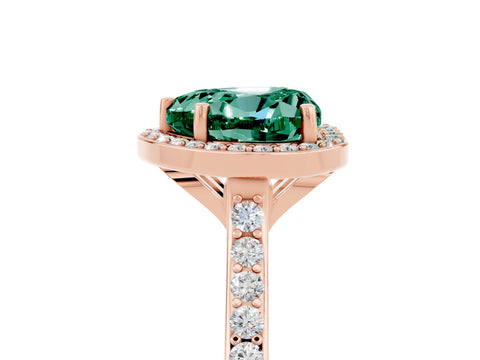 Rose gold Heart Cut Halo Round Diamond Pavé Band with Four-Prong Setting_5