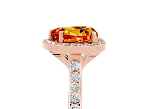 Rose gold Heart Cut Halo Round Diamond Pavé Band with Four-Prong Setting_5