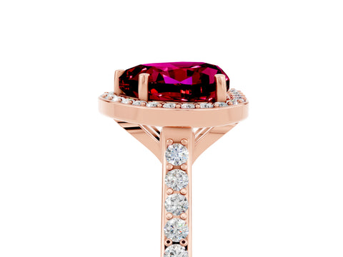 Rose gold Heart Cut Halo Round Diamond Pavé Band with Four-Prong Setting_5