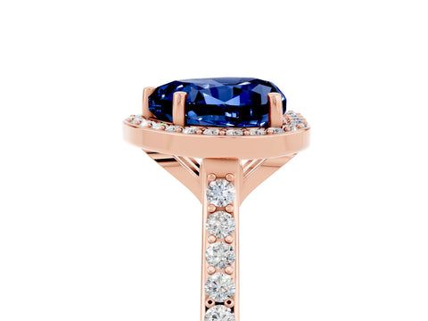 Rose gold Heart Cut Halo Round Diamond Pavé Band with Four-Prong Setting_5