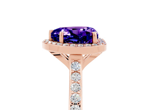 Rose gold Heart Cut Halo Round Diamond Pavé Band with Four-Prong Setting_5