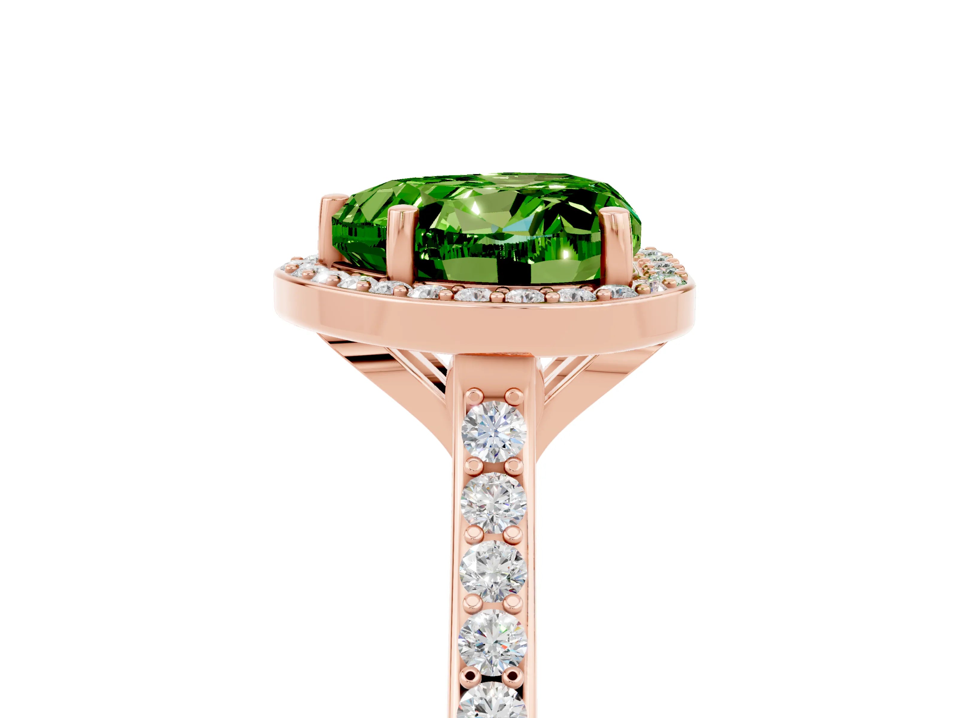 Rose gold Heart Cut Halo Round Diamond Pavé Band with Four-Prong Setting_5