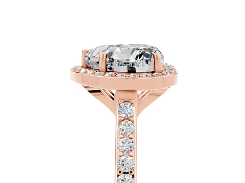 Rose gold Heart Cut Halo Round Diamond Pavé Band with Four-Prong Setting_5