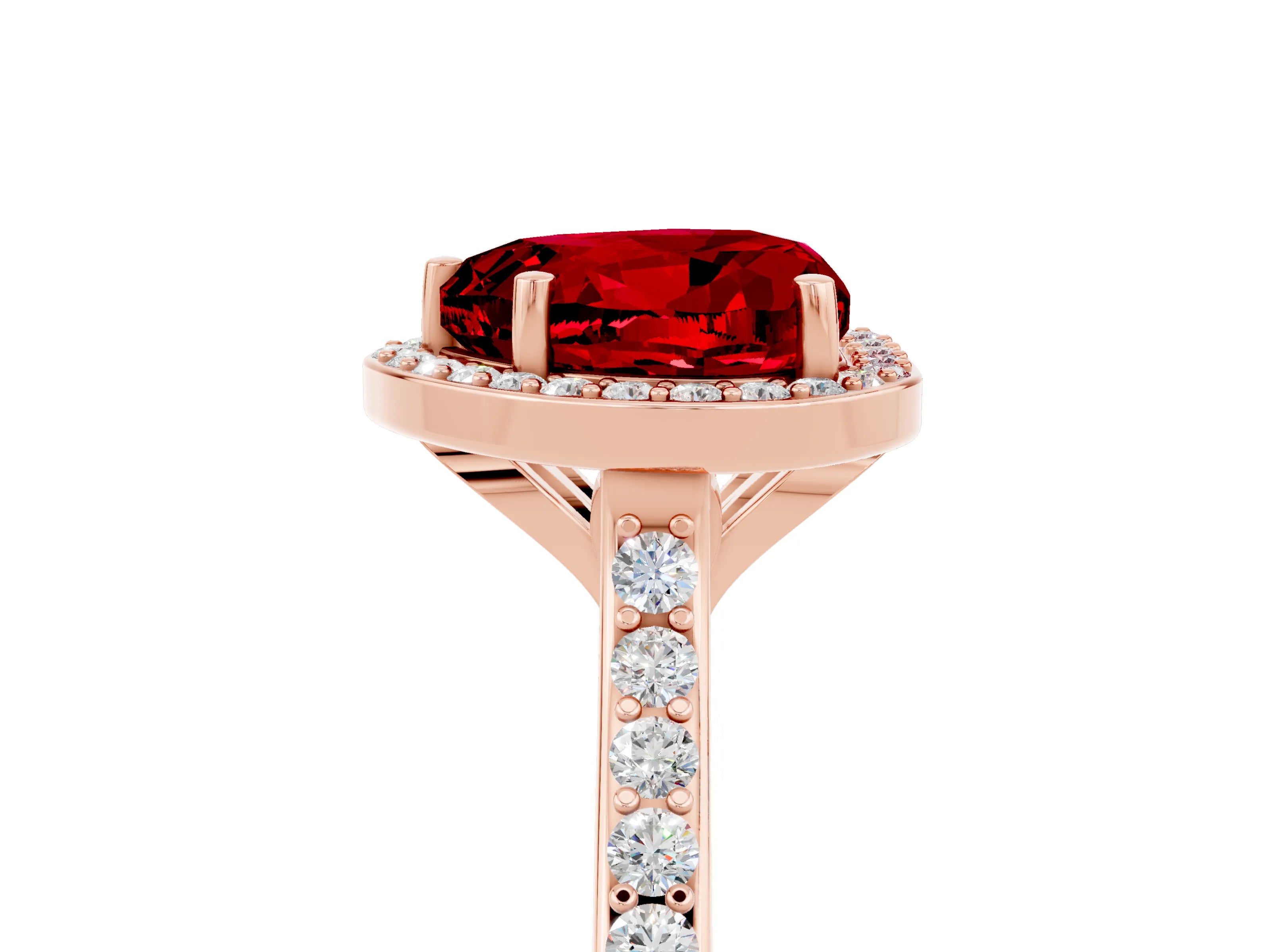 Rose gold Heart Cut Halo Round Diamond Pavé Band with Four-Prong Setting_5