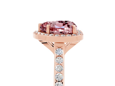 Rose gold Heart Cut Halo Round Diamond Pavé Band with Four-Prong Setting_5