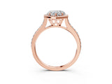 Rose gold Heart Cut Halo Round Diamond Pavé Band with Four-Prong Setting_6