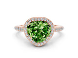 Rose gold Heart Cut Halo Round Diamond Pavé Band with Four-Prong Setting