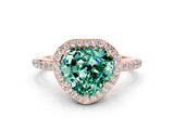 Rose gold Heart Cut Halo Round Diamond Pavé Band with Four-Prong Setting
