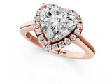Rose gold Heart Cut Halo Round Diamond Solitaire Engagement Ring with Pave Band and Four-Prong Setting_21