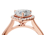 Rose gold Heart Cut Halo Round Diamond Solitaire Engagement Ring with Pave Band and Four-Prong Setting_24