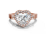 Rose gold Heart Cut Halo Round Diamond Twist Band with Four-Prong Setting_15